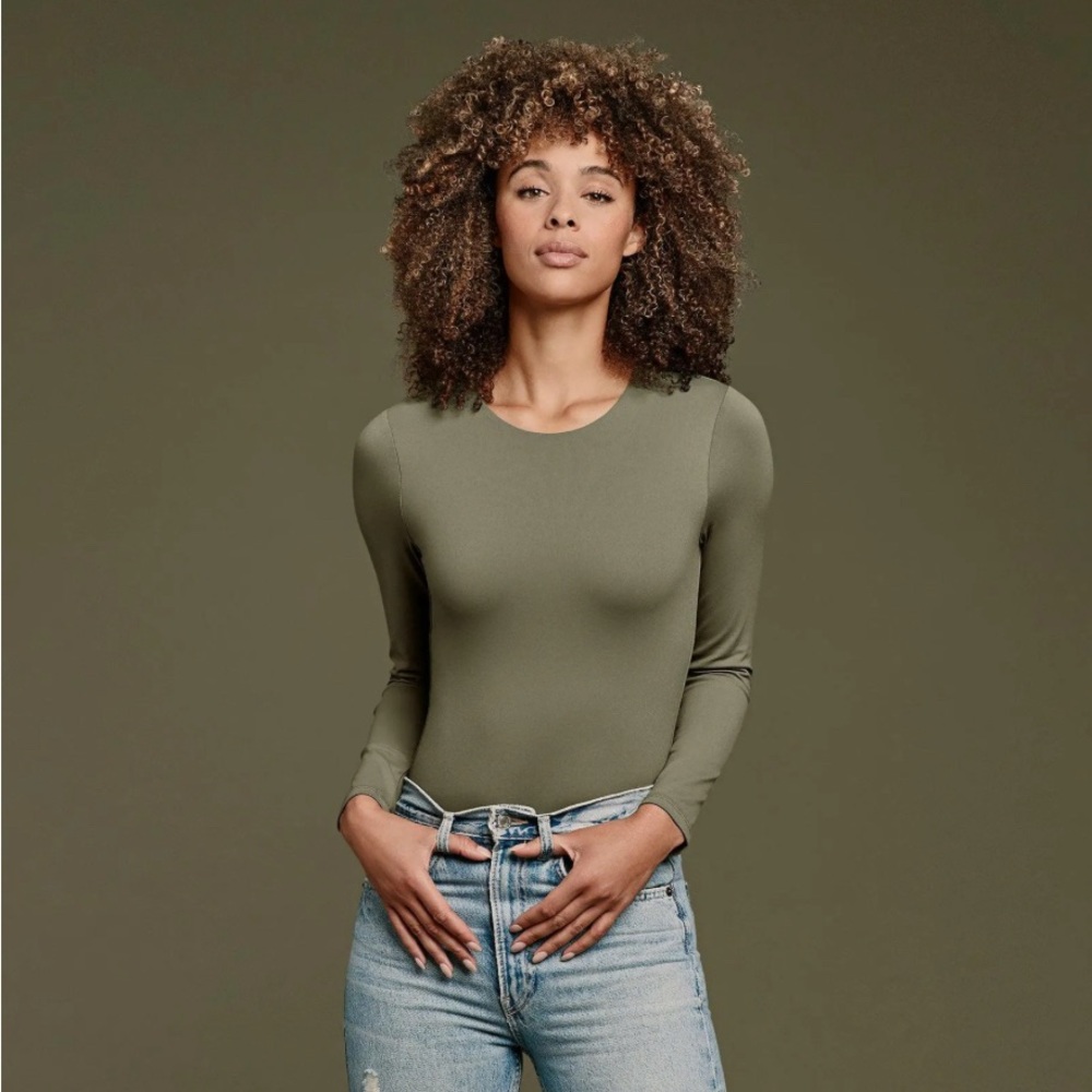 Nuuds olive crewneck body suit size small NWOT